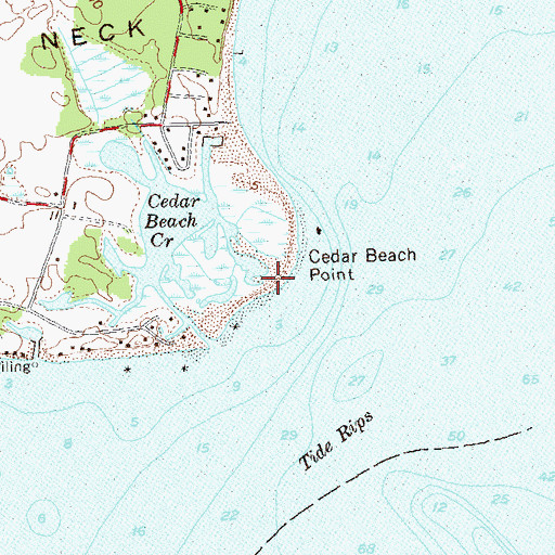 Topographic Map of Cedar Beach County Park, NY