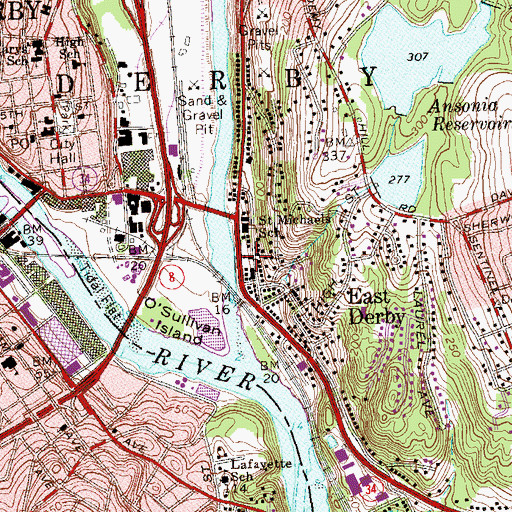 Topographic Map of Saint Michaels School, CT