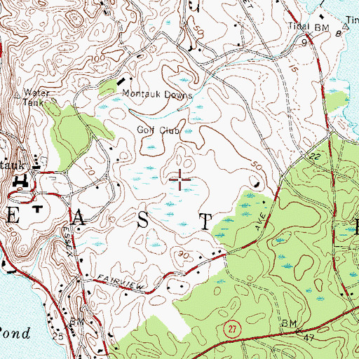 Topographic Map of Montauk Downs State Park, NY