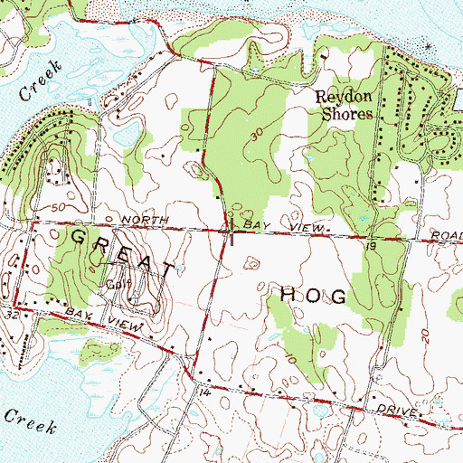 Topographic Map of Bayview, NY