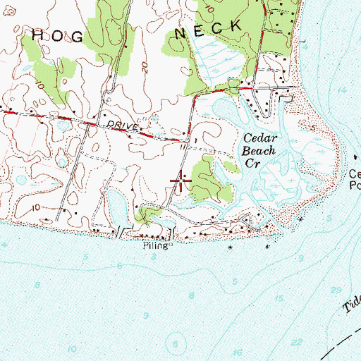 Topographic Map of Cedar Beach, NY