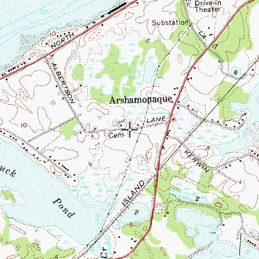 Topographic Map of Hashamomack Cemetery, NY