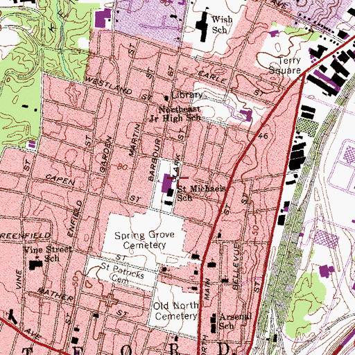 Topographic Map of Saint Michaels School, CT