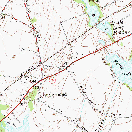 Topographic Map of Hay Ground Cemetery, NY