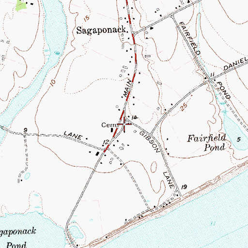Topographic Map of Sagg Cemetery, NY
