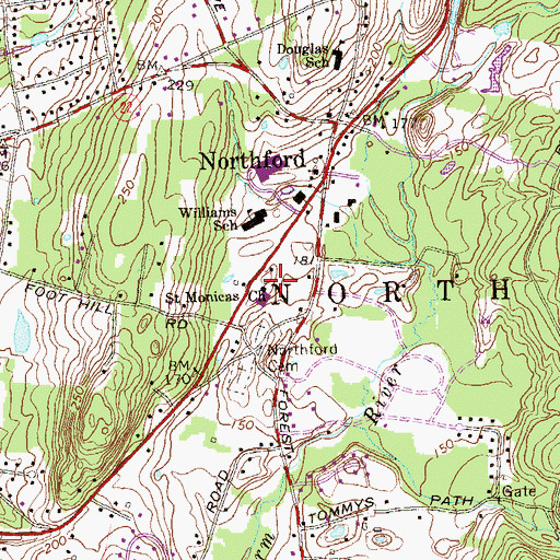 Topographic Map of Saint Monicas Church, CT