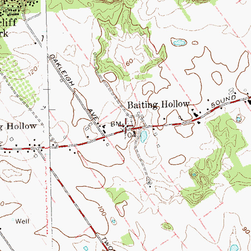 Topographic Map of Baiting Hollow Congregational Church, NY