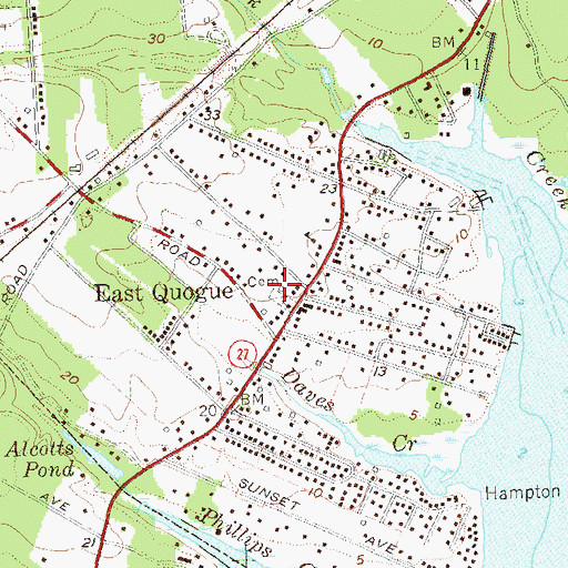 Topographic Map of East Quogue Methodist Church Cemetery, NY