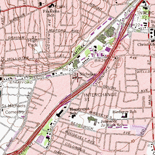 Topographic Map of Saint Nicholas Church, CT