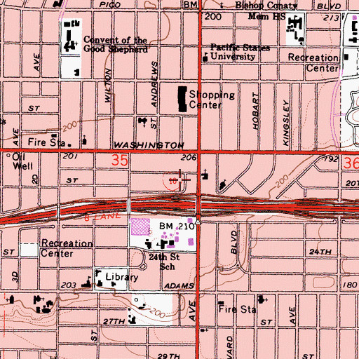 Topographic Map of City of Los Angeles Fire Department Station 26, CA