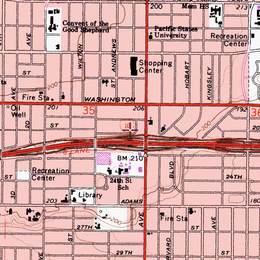 Topographic Map of Los Angeles Fire Department Station Number 26, CA