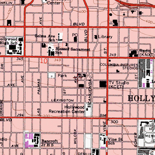 Topographic Map of City of Los Angeles Fire Department Station 27, CA