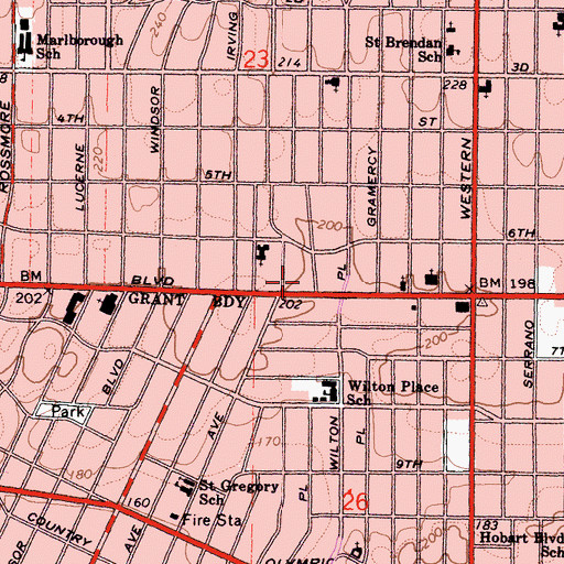 Topographic Map of City of Los Angeles Fire Department Station 29, CA