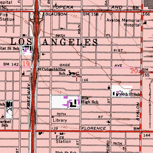 Topographic Map of City of Los Angeles Fire Department Station 33, CA