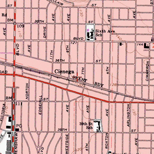 Topographic Map of City of Los Angeles Fire Department Station 34, CA