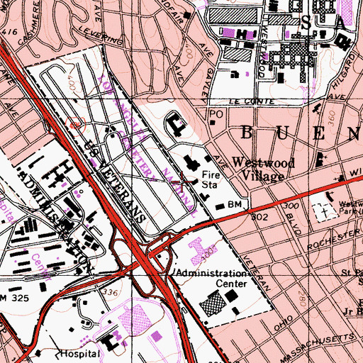 Topographic Map of City of Los Angeles Fire Department Station 37, CA