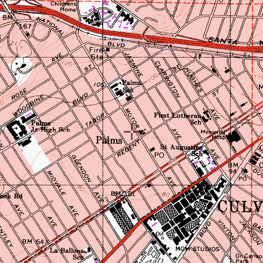 Topographic Map of City of Los Angeles Fire Department Station 43, CA