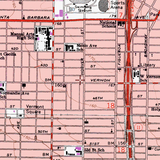 Topographic Map of City of Los Angeles Fire Department Station 46, CA