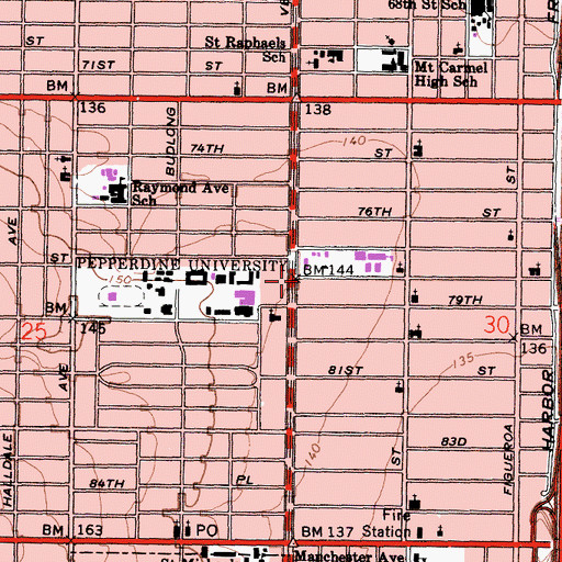 Topographic Map of City of Los Angeles Fire Department Station 57, CA