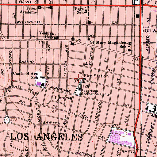 Topographic Map of City of Los Angeles Fire Department Station 58, CA