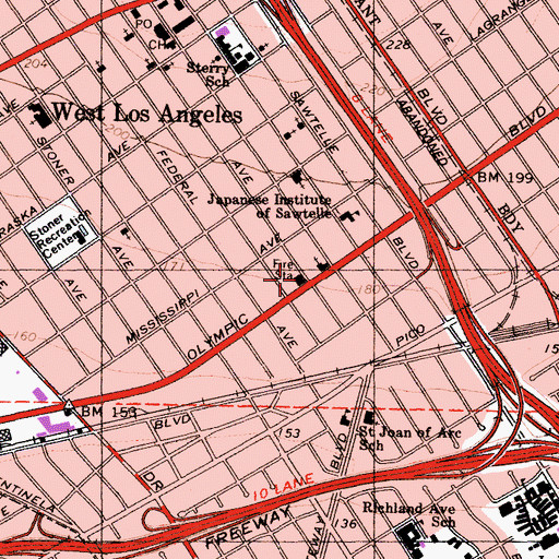 Topographic Map of Los Angeles Fire Department Station 59, CA