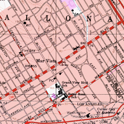 Topographic Map of City of Los Angeles Fire Department Station 62, CA