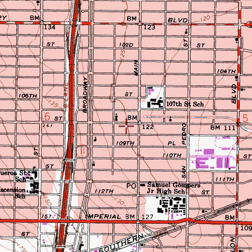 Topographic Map of City of Los Angeles Fire Department Station 64, CA