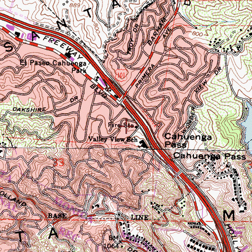Topographic Map of City of Los Angeles Fire Department Station 76, CA