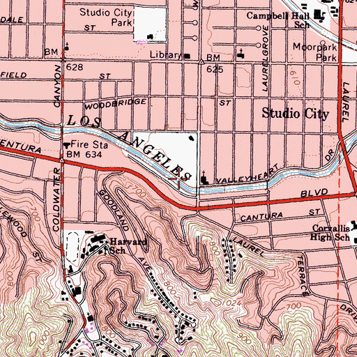 Topographic Map of Los Angeles Fire Department Station 78, CA