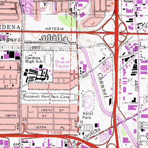 Topographic Map of City of Los Angeles Fire Department Station 79, CA