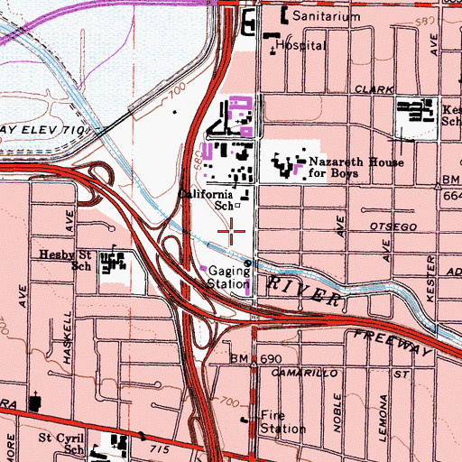 Topographic Map of City of Los Angeles Fire Department Station 88, CA