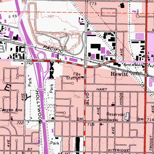 Topographic Map of City of Los Angeles Fire Department Station 89, CA