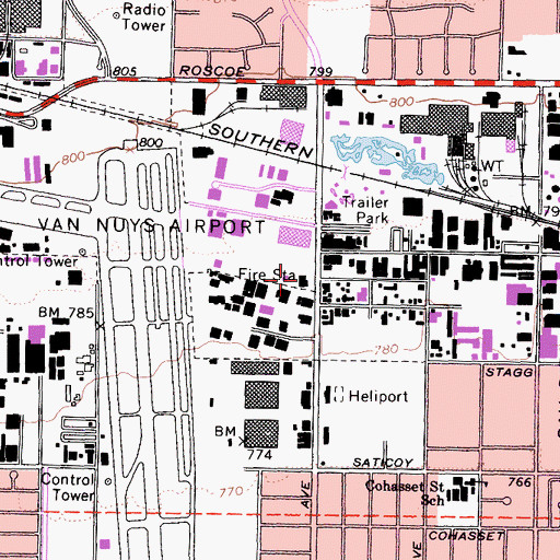 Topographic Map of City of Los Angeles Fire Department Station 90, CA