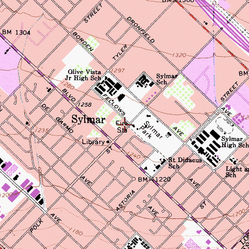 Topographic Map of Los Angeles Fire Department Station Number 91, CA