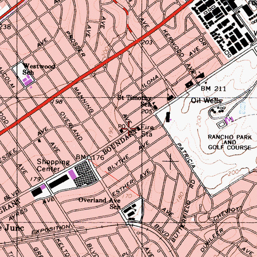 Topographic Map of City of Los Angeles Fire Department Station 92, CA