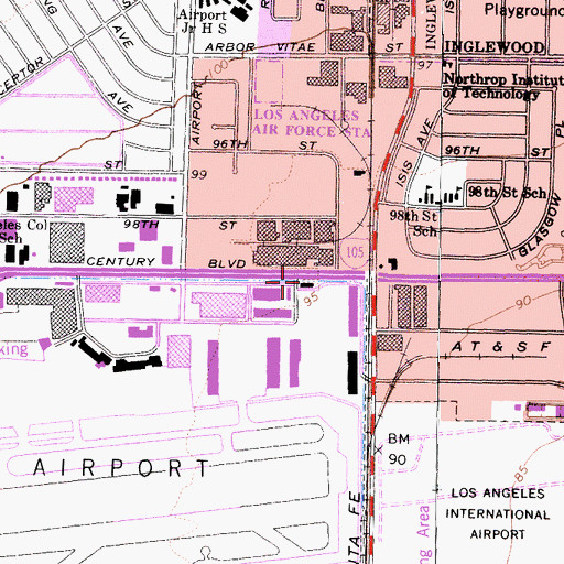 Topographic Map of City of Los Angeles Fire Department Station 95, CA