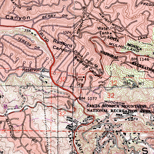 Topographic Map of City of Los Angeles Fire Department Station 97, CA