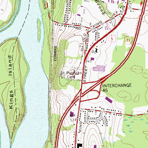 Topographic Map of Saint Patricks Cemetery, CT