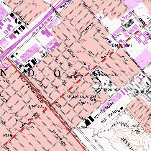 Topographic Map of City of Los Angeles Fire Department Station 98, CA