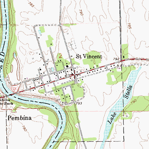 Topographic Map of Saint Vincent Post Office, MN