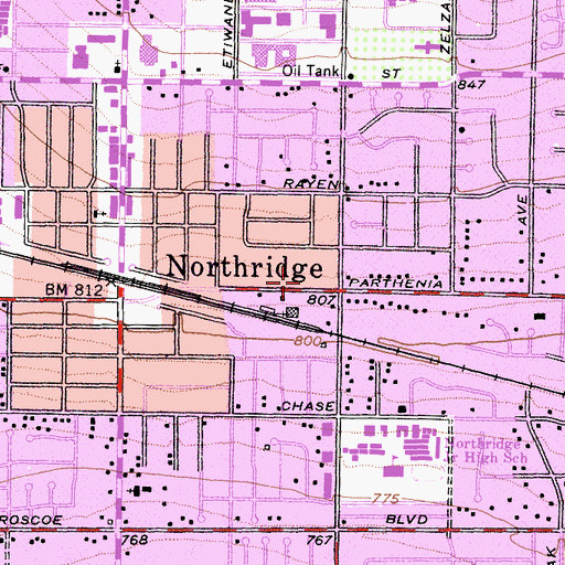 Topographic Map of City of Los Angeles Fire Department Station 103, CA