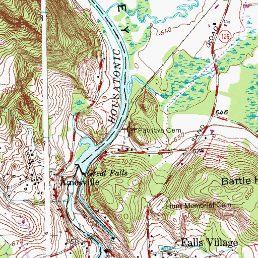 Topographic Map of Saint Patricks Cemetery, CT