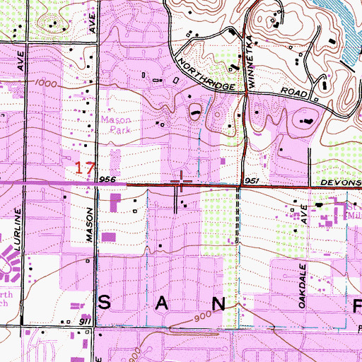 Topographic Map of City of Los Angeles Fire Department Station 107, CA