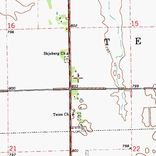 Topographic Map of Teien Post Office (historical), MN