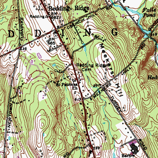 Topographic Map of Saint Patricks Church, CT