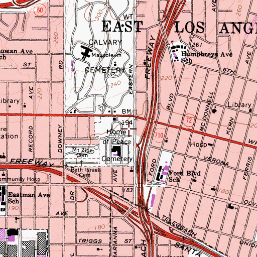Topographic Map of Los Angeles County Fire Department Station 3, CA