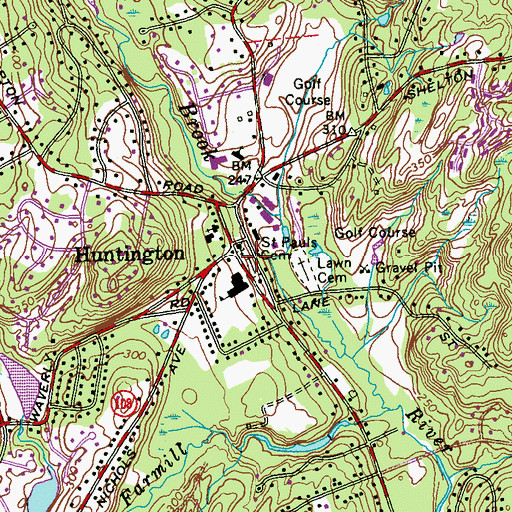Topographic Map of Saint Pauls Cemetery, CT
