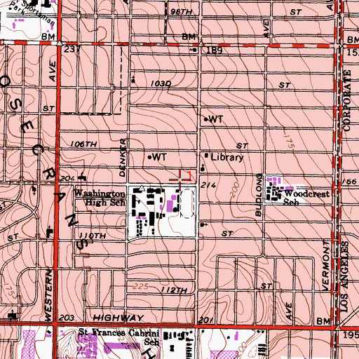 Topographic Map of Los Angeles County Fire Department Station 14, CA