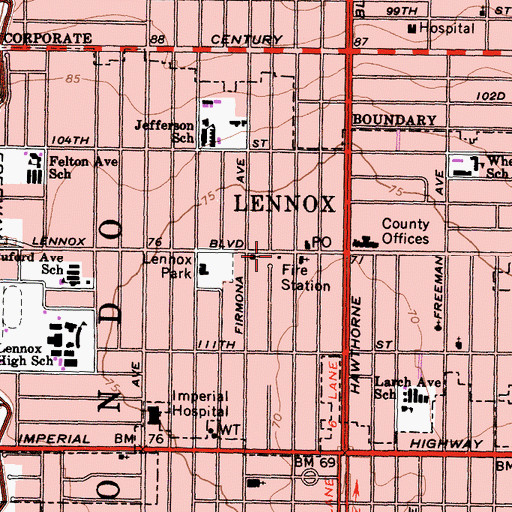 Topographic Map of Los Angeles County Fire Department Station 18, CA