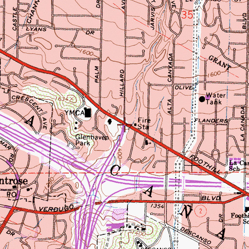 Topographic Map of Los Angeles County Fire Department Station 19, CA